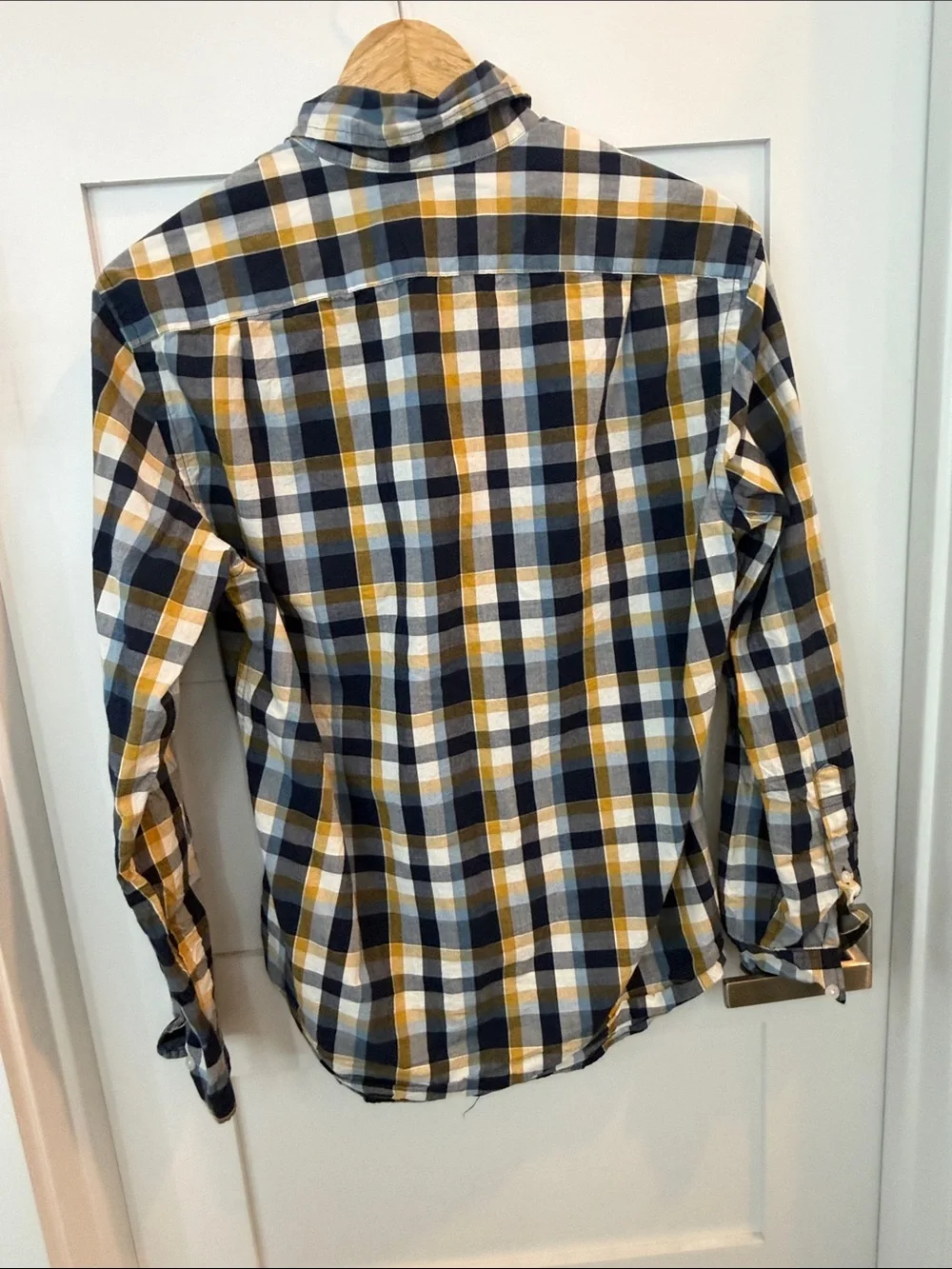 J. Crew Navy, Mustard & White Plaid Button-Down Shirt